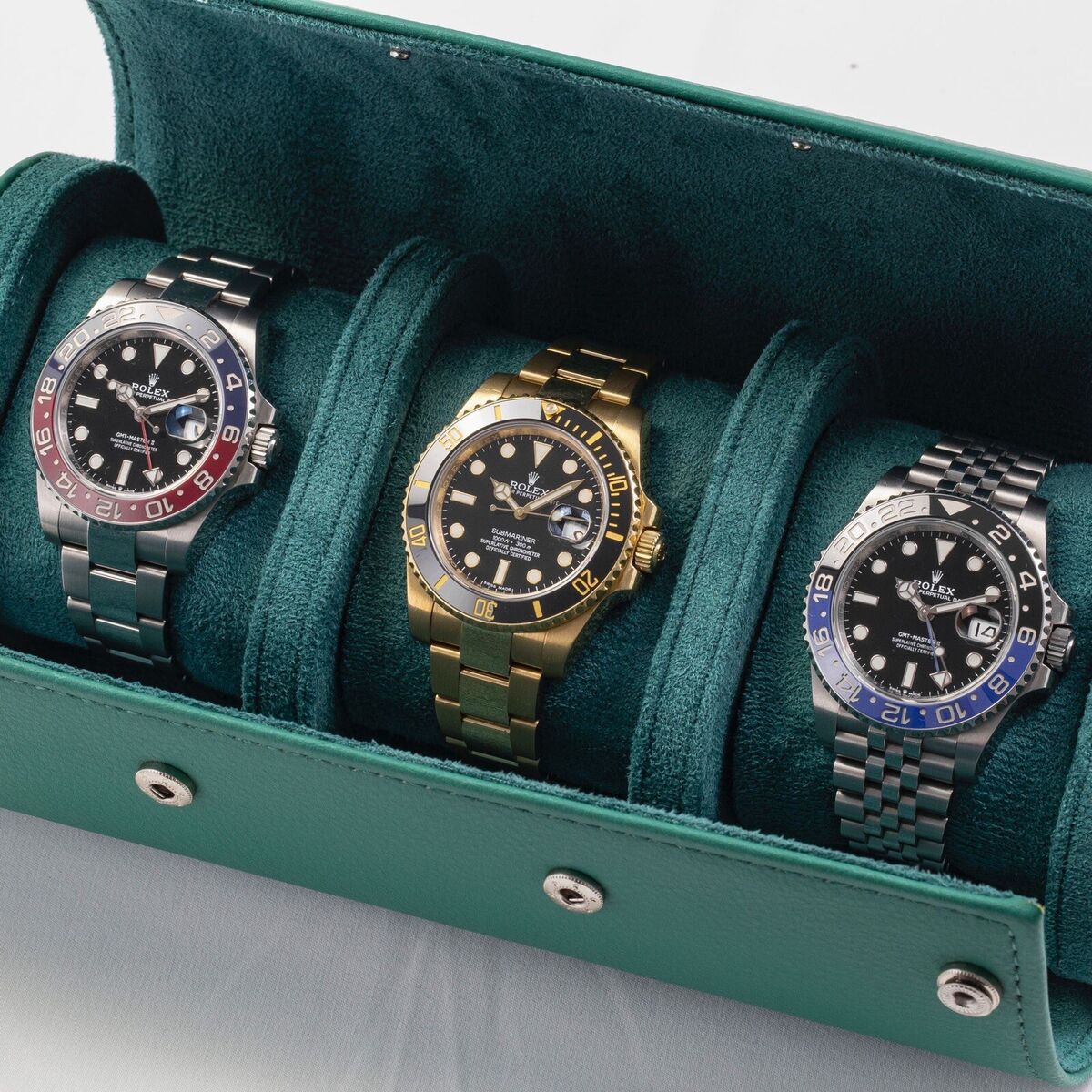 Green Leather Watch Pouch - 3 in 1 (Green)